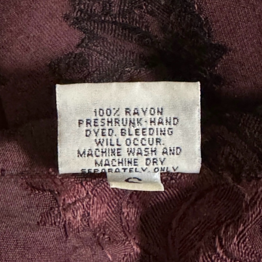 CP Shades Vintage Burgundy Floral Jacquard Button Blouse 3/4 Sleeve Oversized - Picture 9 of 10